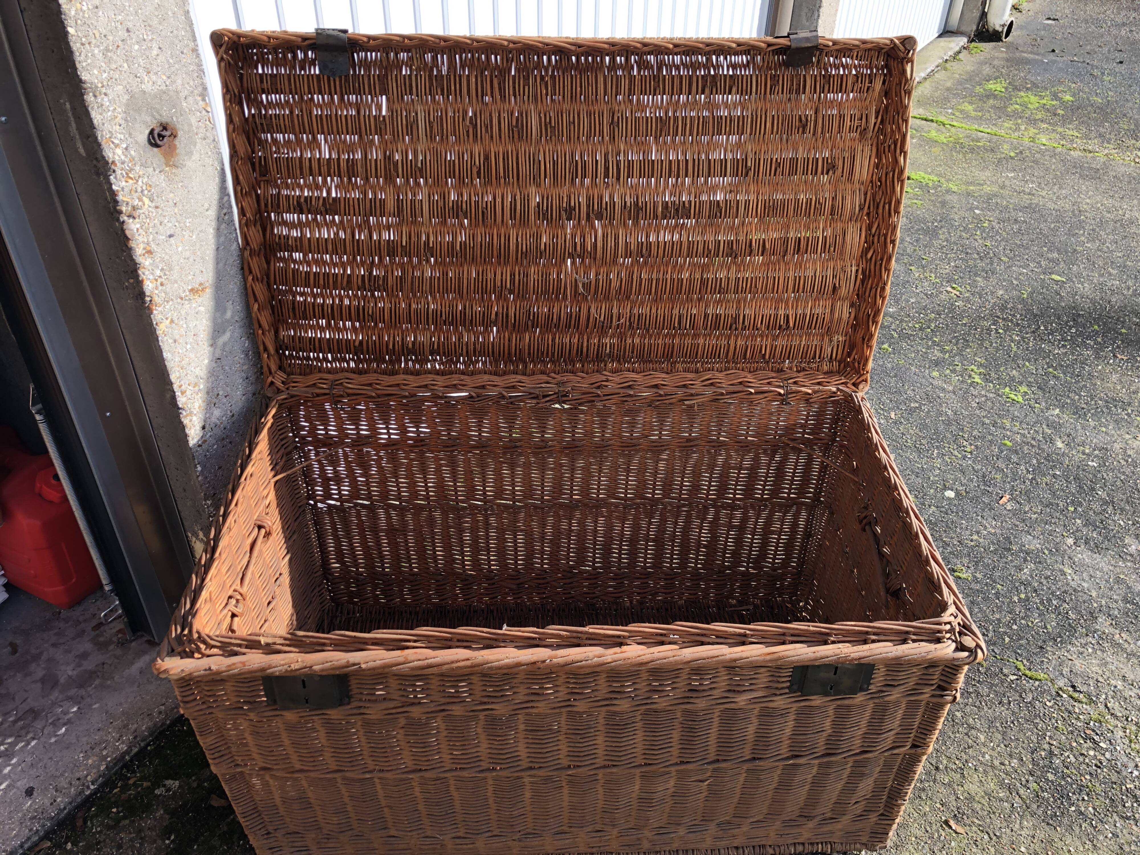 Old braided wicker trunk
