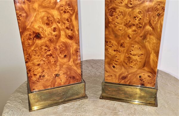 Paire de Lampe Loupe d'Orme  Jacques Charpentier Année 70