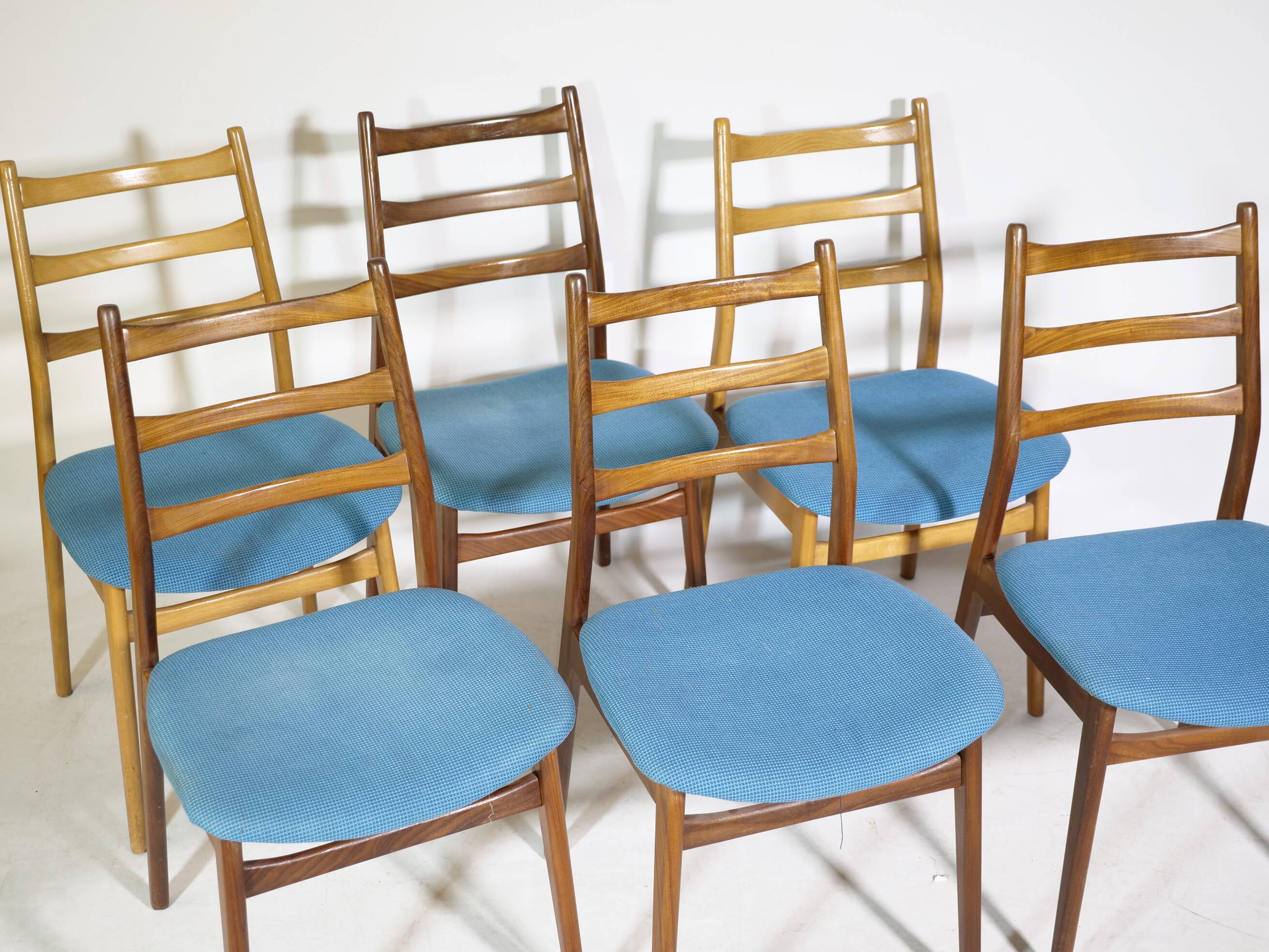 Mid-Century Design Teak and Walnut Dining Chairs by Casala, Set of 6, 1960s