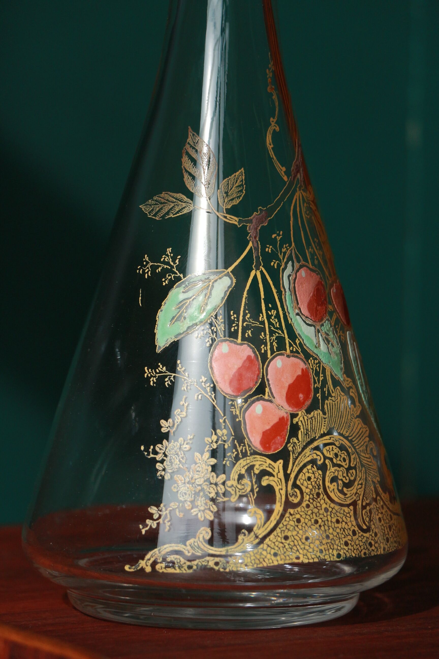Liquor decanter - cherry decoration - art nouveau - Legras