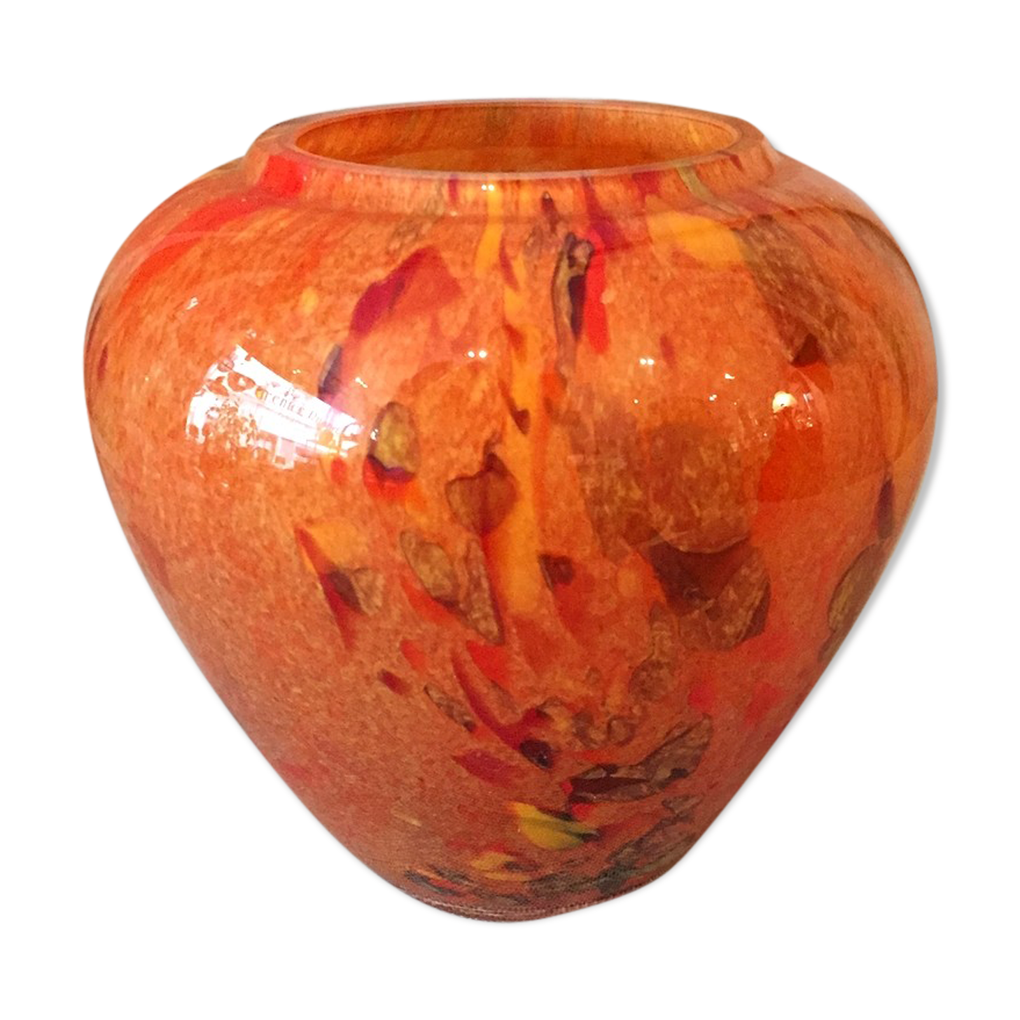 Vase dans les tons orange beige marron de la verrerie de la Rochere