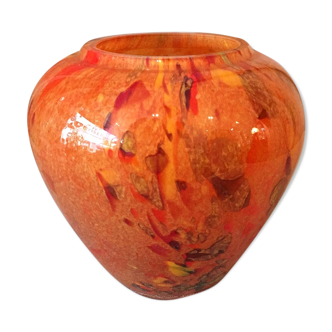 Vase in the orange beige brown tones of the verrerie de la Rochere