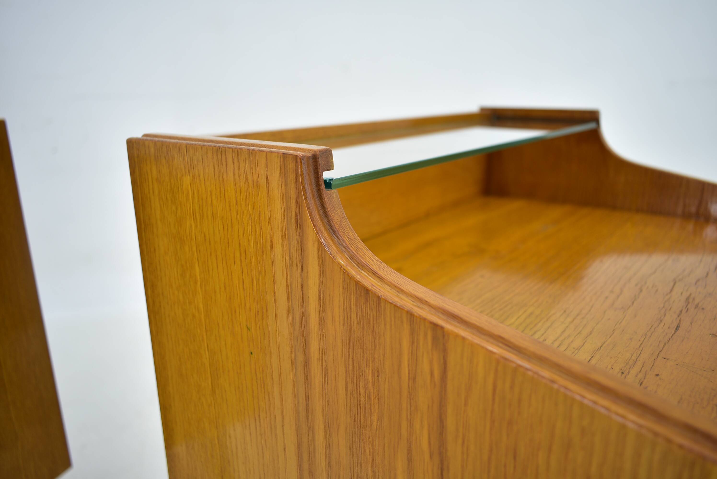 1960s pair of midcentury bedside tables by Mojmir Požár, Czechoslovakia