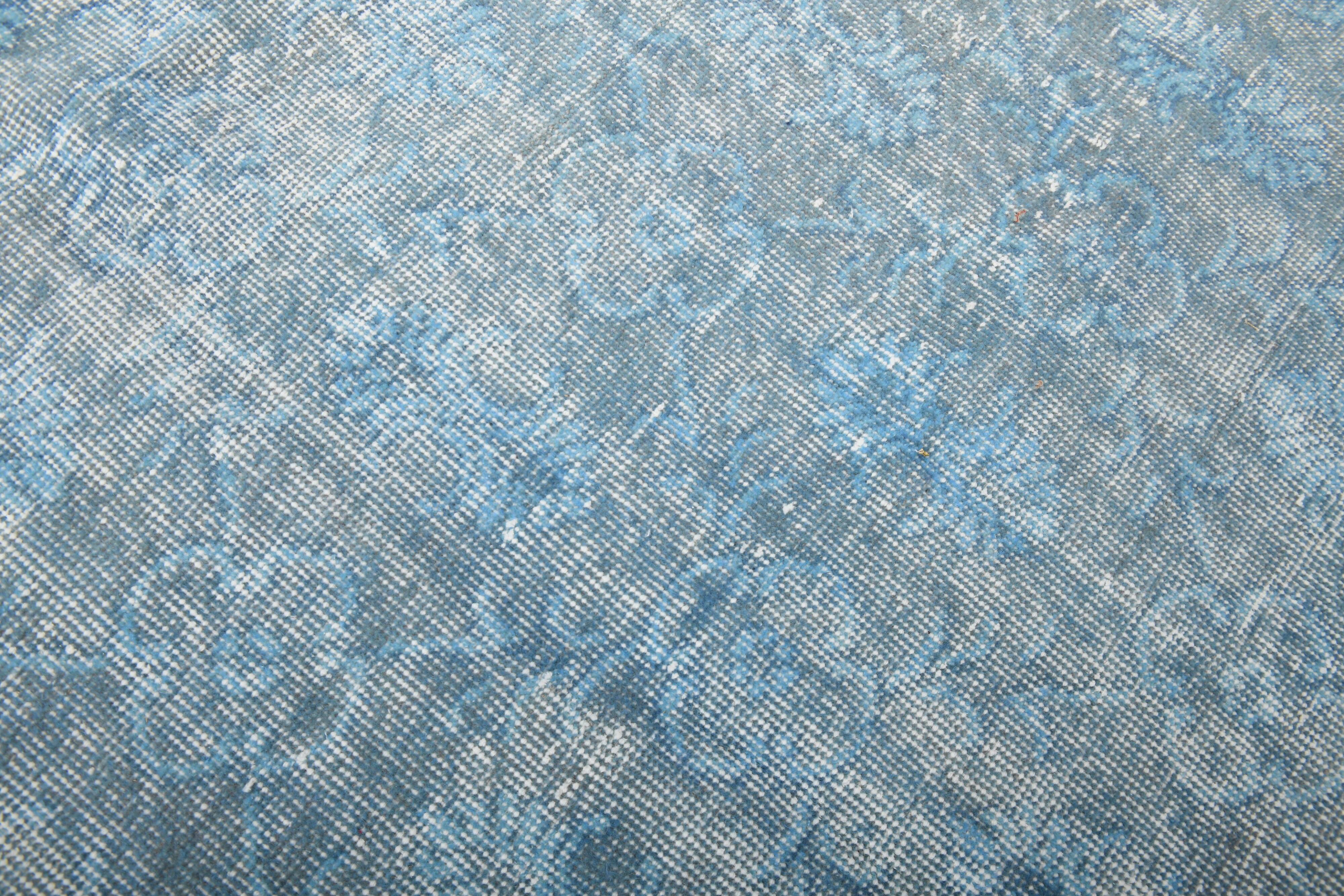 7x11 Turkish Light Blue Camouflage Pattern Vintage Rug, 223x329Cm