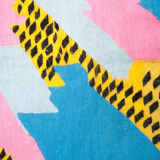 Handmade carpet, contemporary for living room, white & colors, wool, Khalil Minka, 220x140 cm