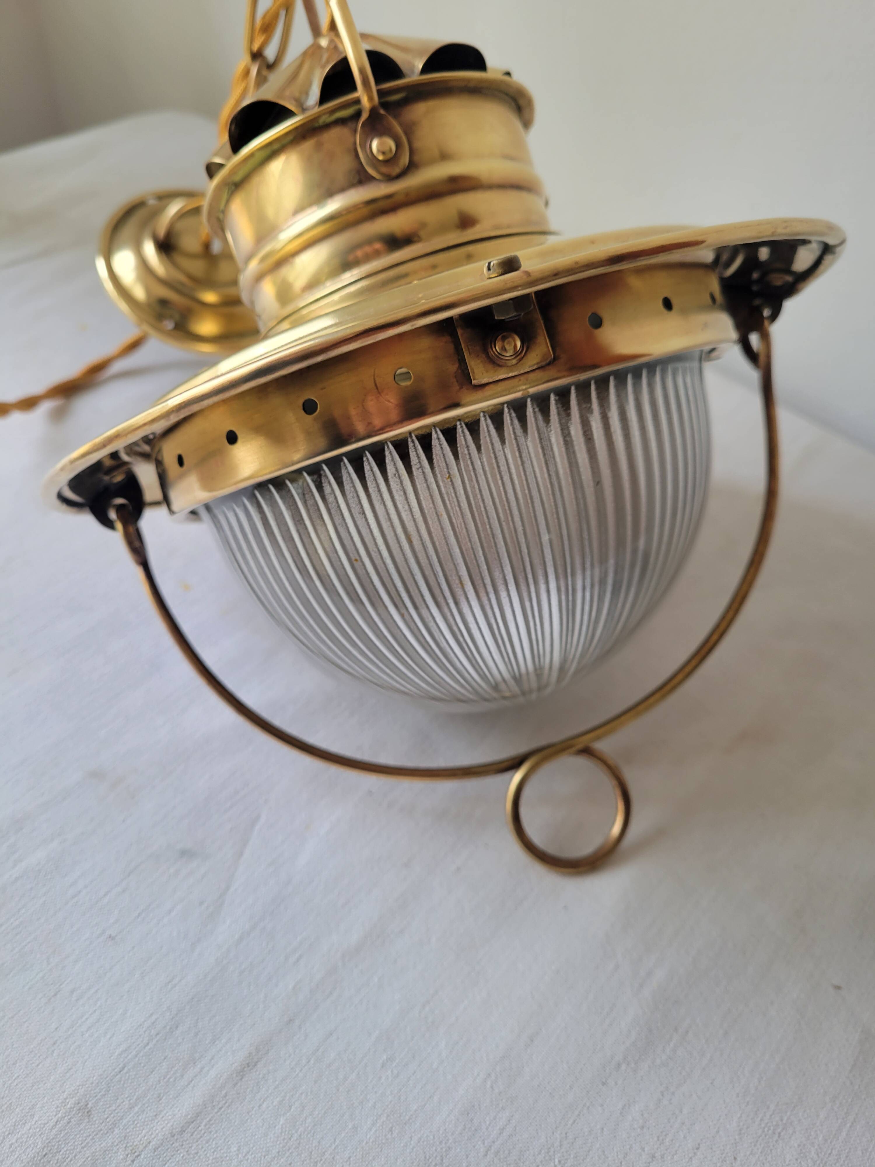 Holophane marine wall light in brass