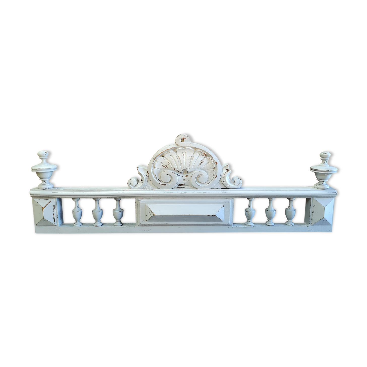 Fronton patine shabby chic gustavien ancien 73,5 cm