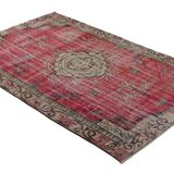 One-of-a-kind turkish handwoven vintage rug - rustic vintage charm 260x 158