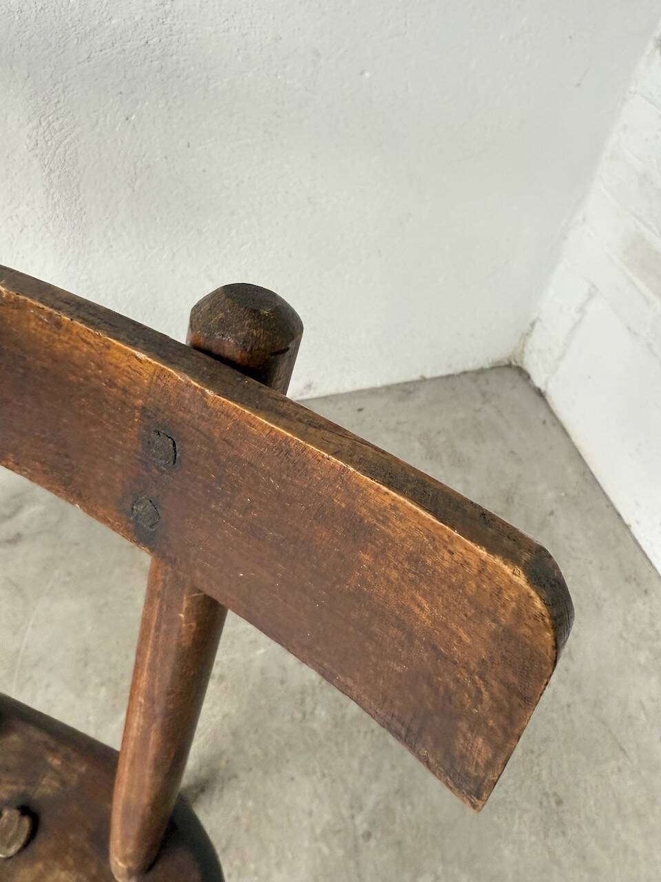 Pair of Savoyard tripod chairs, folk art, oak.