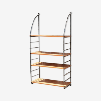 Metal and wood wall shelf