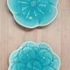 Pair of vintage turquoise flower bowls LBMDJ – 60s/70s