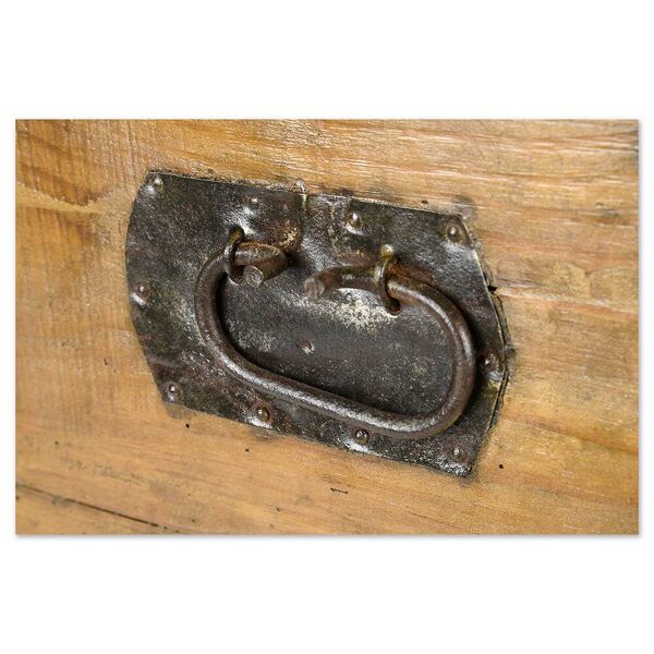 Malle de transport en bois à renforts en acier