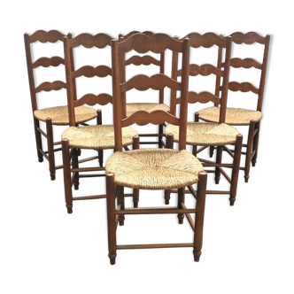 Six old straw chairs