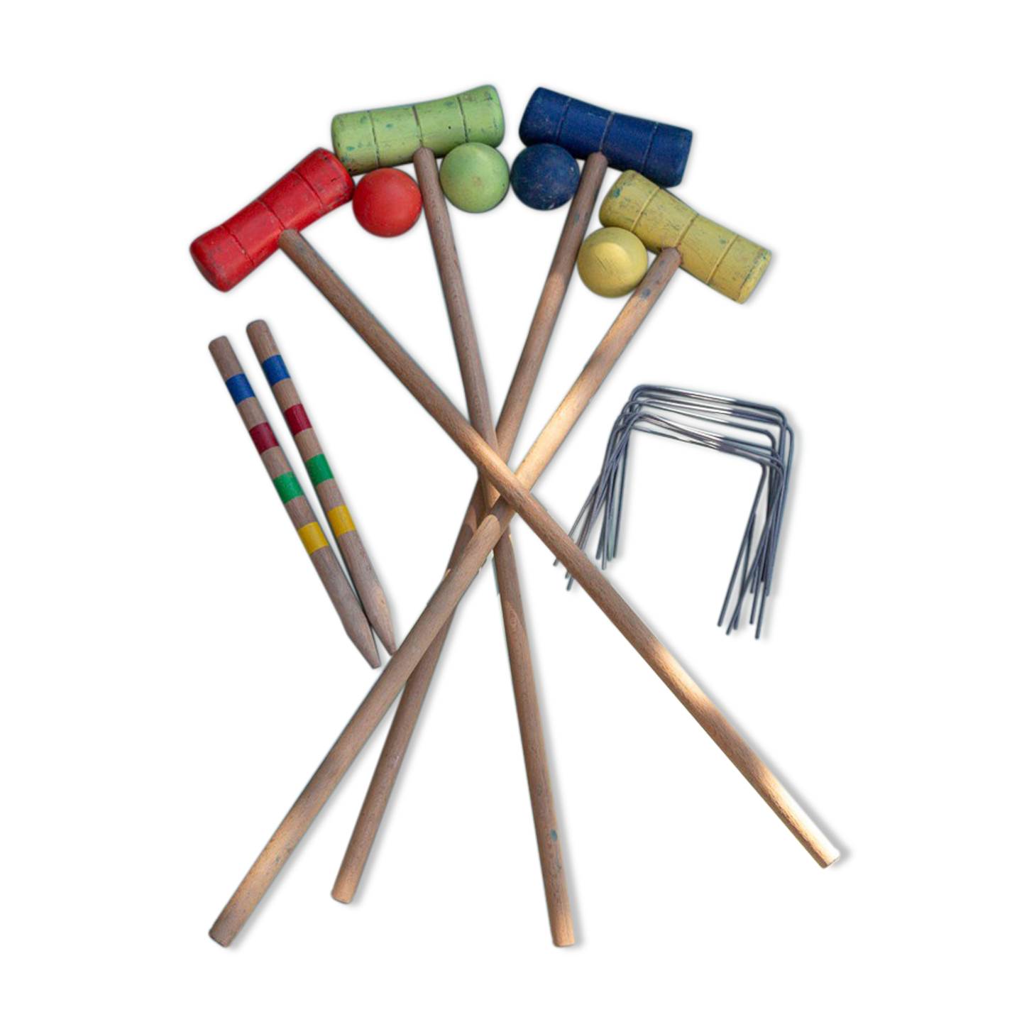 Vintage wooden croquet game