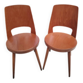 Paire de chaises scandinaves à assise ronde, années 1950