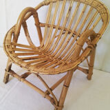 Pair of rattan "shell" armchairs for children