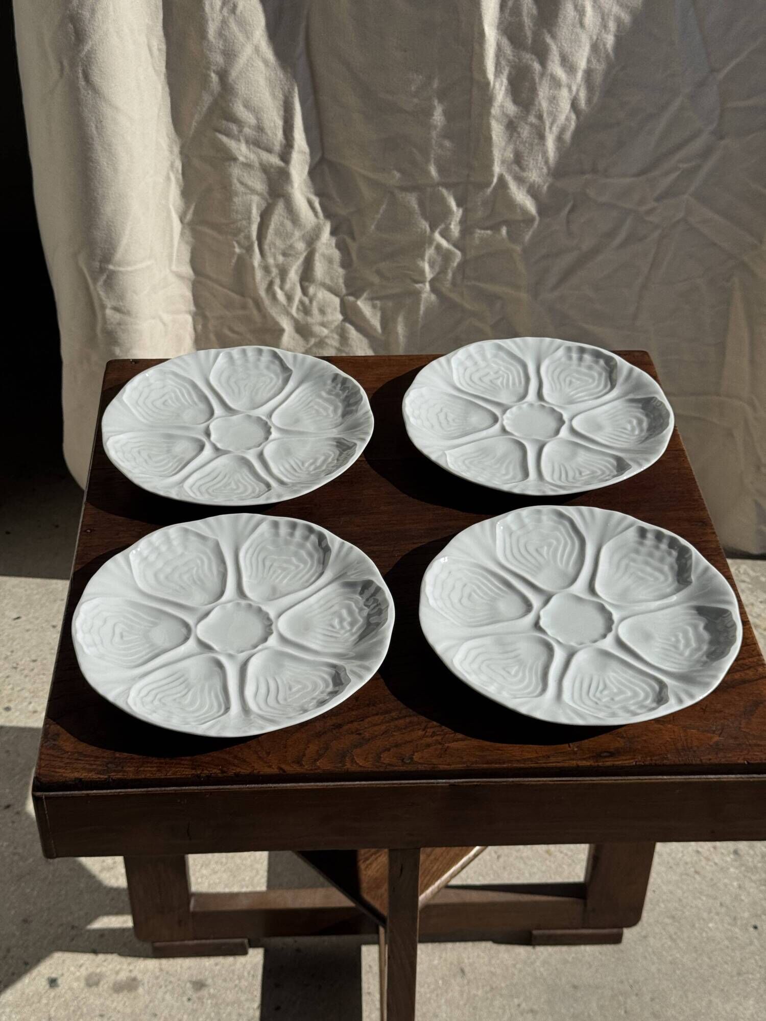 Set of 4 oyster plates Limoges France D25