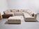 Custom XXL panoramic sofa - Solid walnut and premium fabric