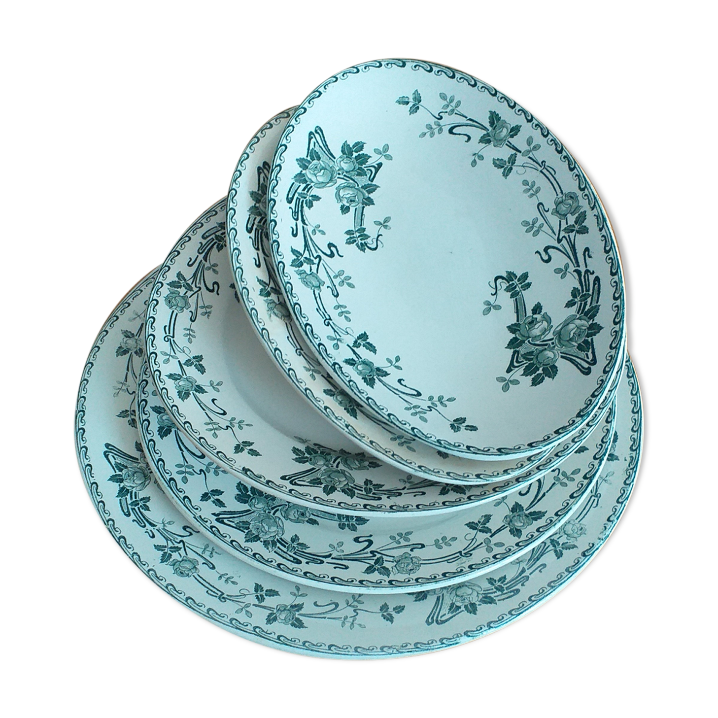 Set of 5 pieces in Belgian porcelain Boch Frères Kéramis model Rosa