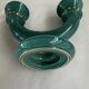 Art Deco candlestick in green and gold glazed ceramic, attributed to Vallauris