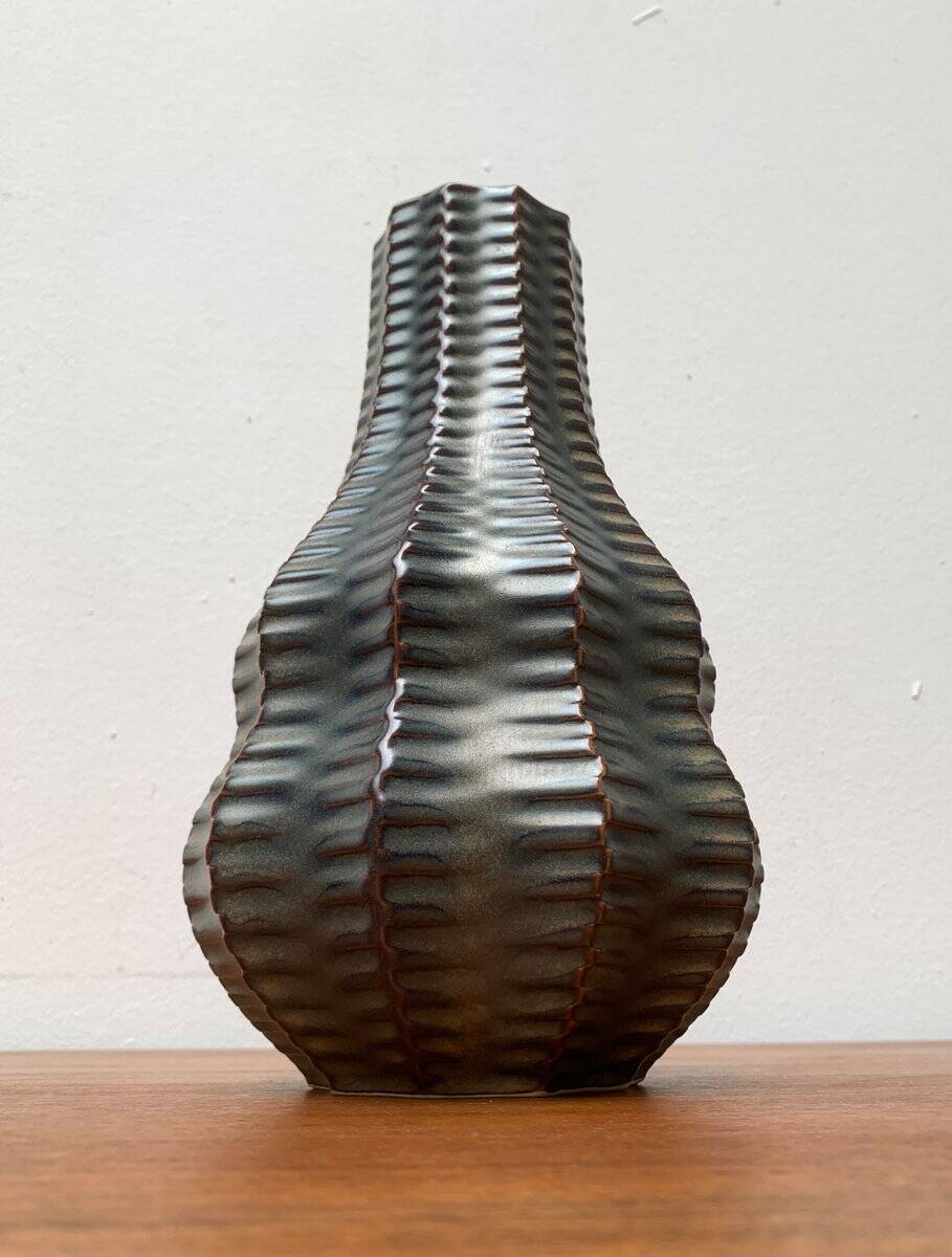 Vintage German brutalist ceramic gourd vase by Heinrich Fuchs for Luisenburg, 1970s.
