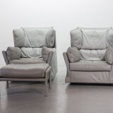 Cassina Lounge Chairs 'Viola d'Amore' by Piero de Martini & Footstool 1970s