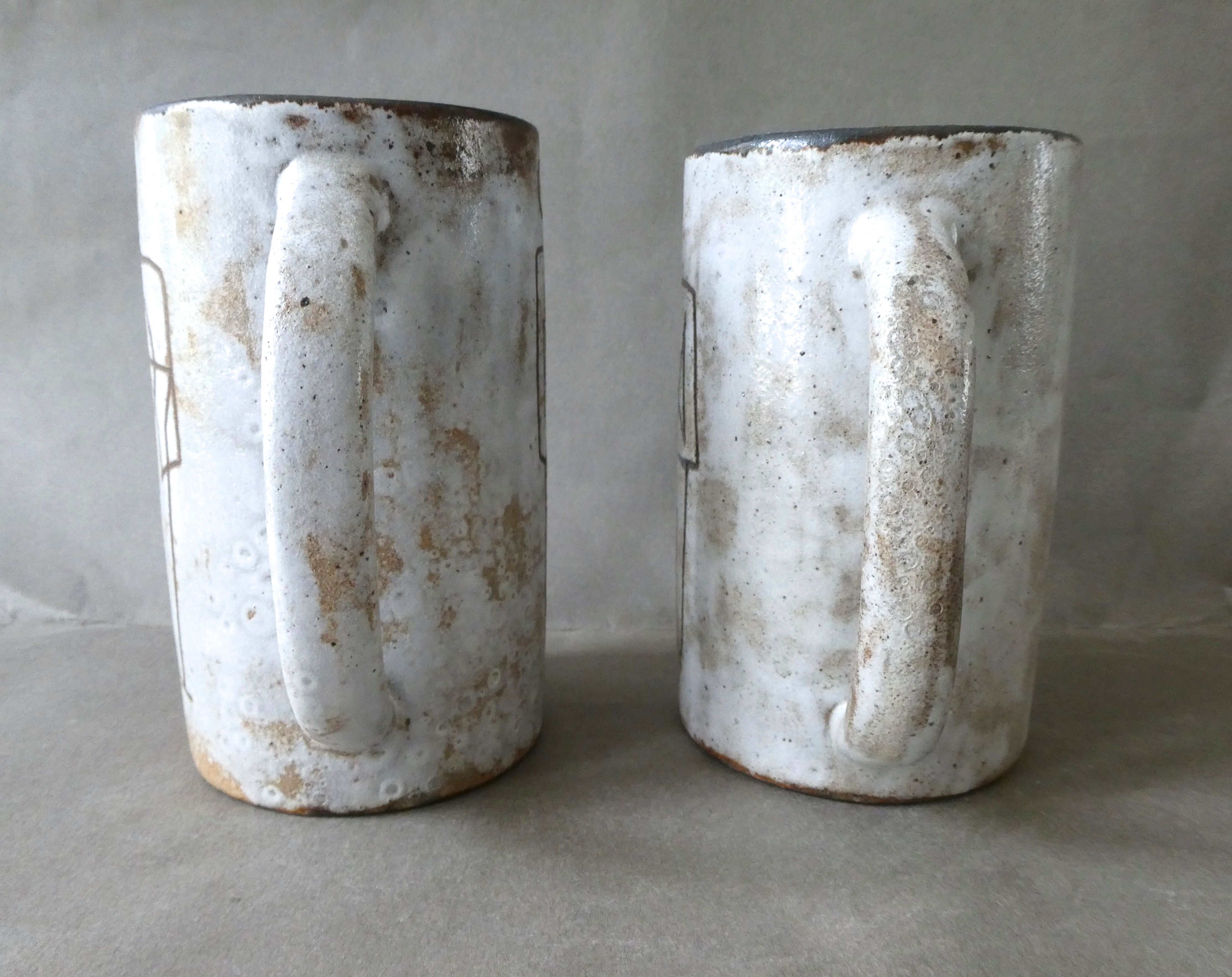 Set of 2 Kostanda ceramic mugs, 60s