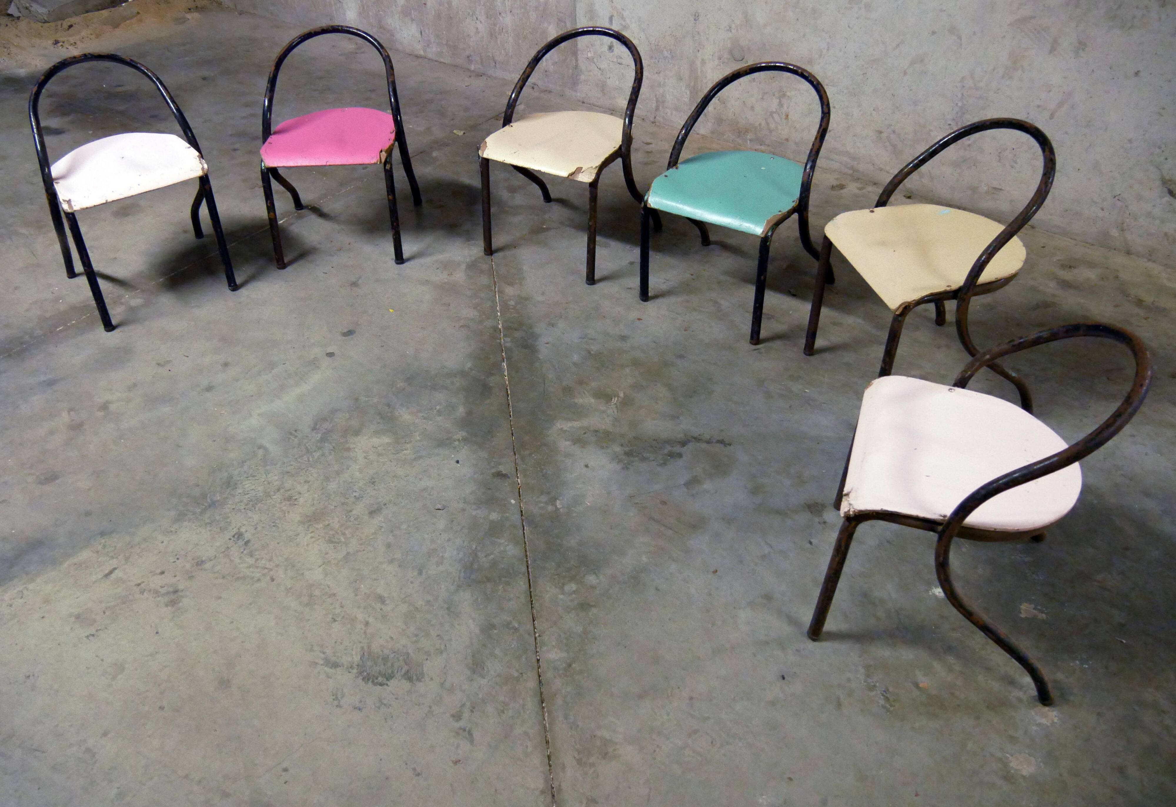 Série de 6 chaises enfant style Hitier - Vintage 1940 1950