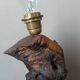 Olive wood lamp base folk art country decoration