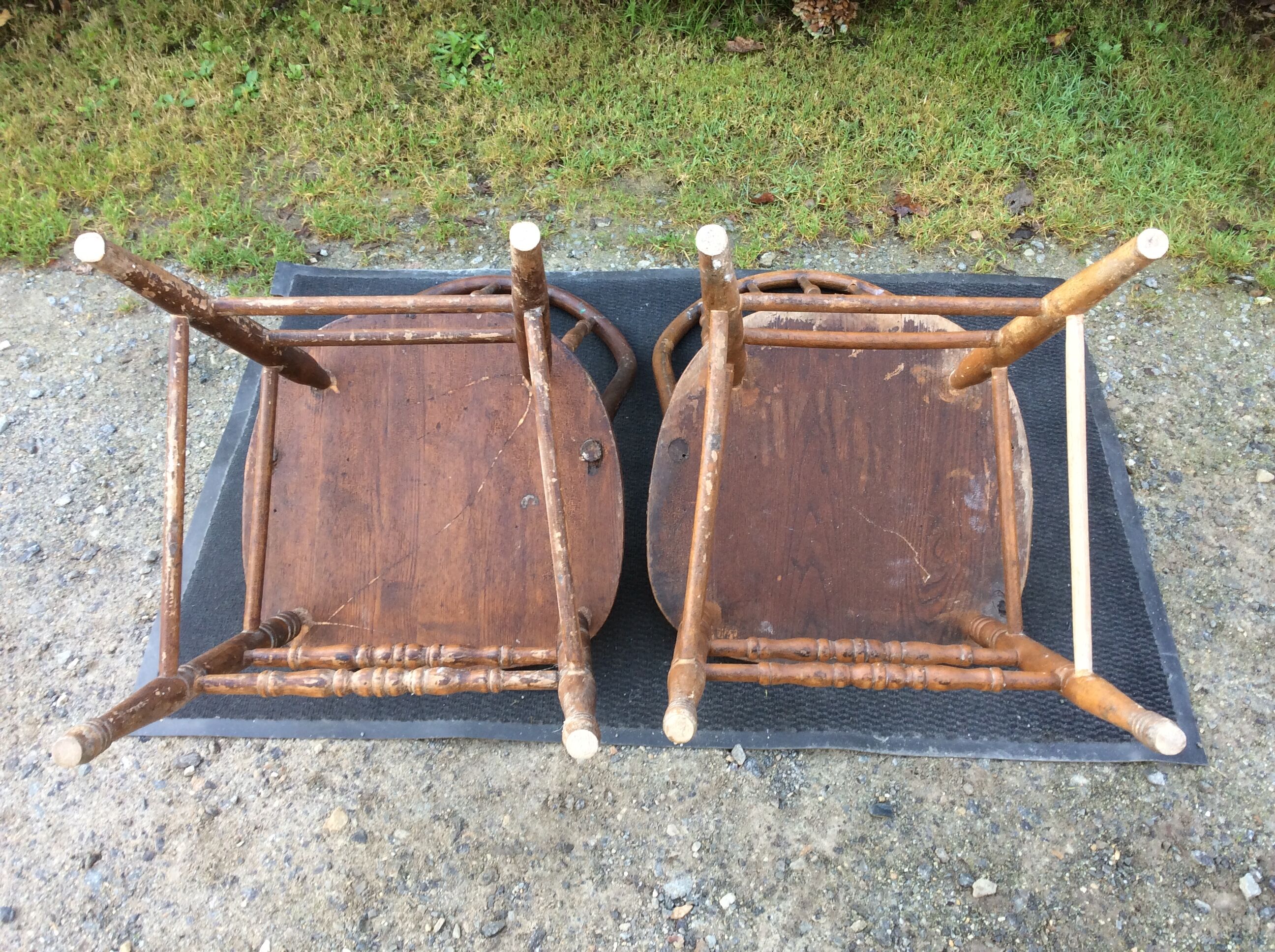 2 vintage bistro chairs called gondolas in solid oak.