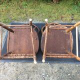 2 vintage bistro chairs called gondolas in solid oak.