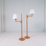 Sculptural modern floor lamps in pine, Yngve Ekström Sweden 1970s