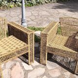 Armchair in metal and braided rope, 1980