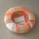 Sculptural ashtray catchall in red graphic pattern onyx marble