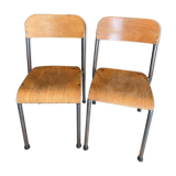 Pair of wooden and metal children's chairs