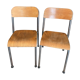 Pair of wooden and metal children's chairs