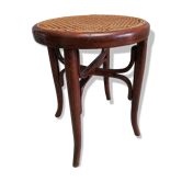 Bistro stool with curved wooden cane