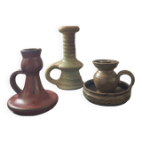 Trio of candlesticks with handles from the 60s-70s