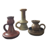 Trio de bougeoirs à anse des années 60-70