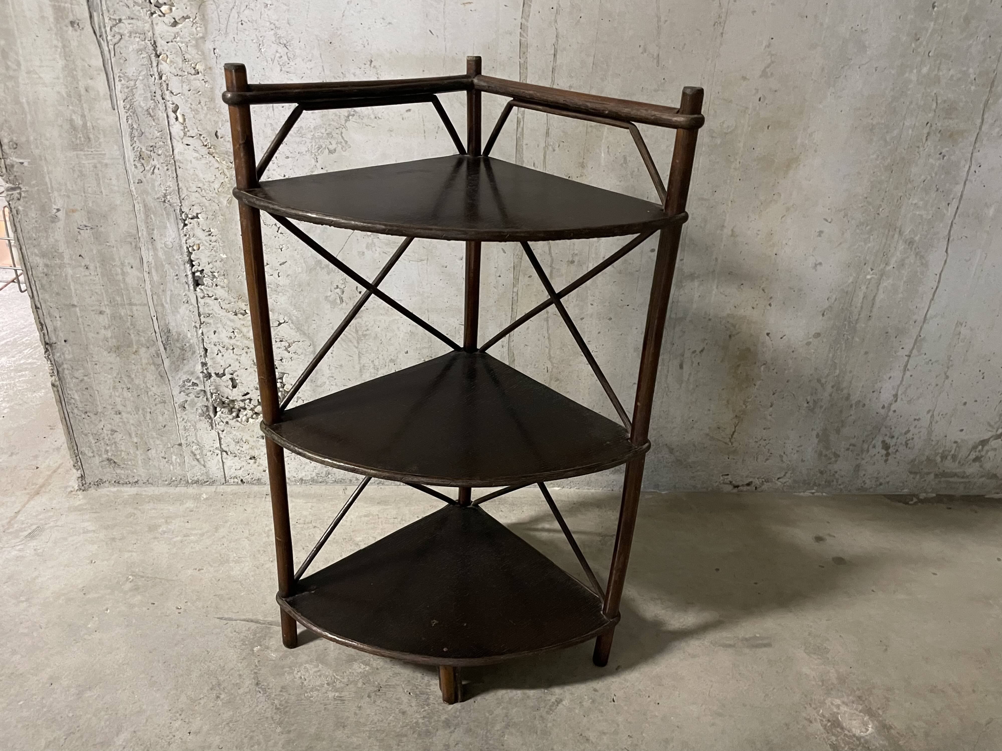 70s rattan corner cabinet