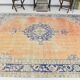 Blue Orange 250x350 cm Carpet, Vintage Large Rug, Turkish Antique Rug.