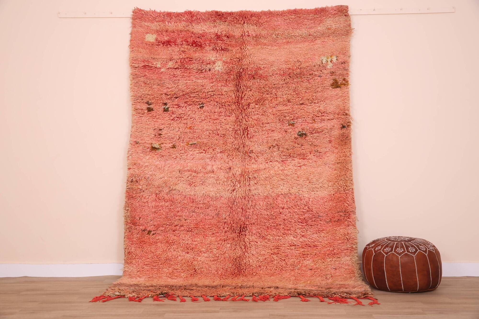 Peach Vintage Moroccan 175 x 246 cm, Berber Wool Rug Handmade, Boho Rug