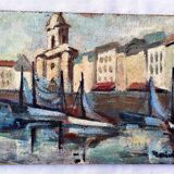 oil on isorel the port ST TROPEZ