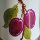 Porcelain jam pot with hand-painted plum design, signed sweet jar.
