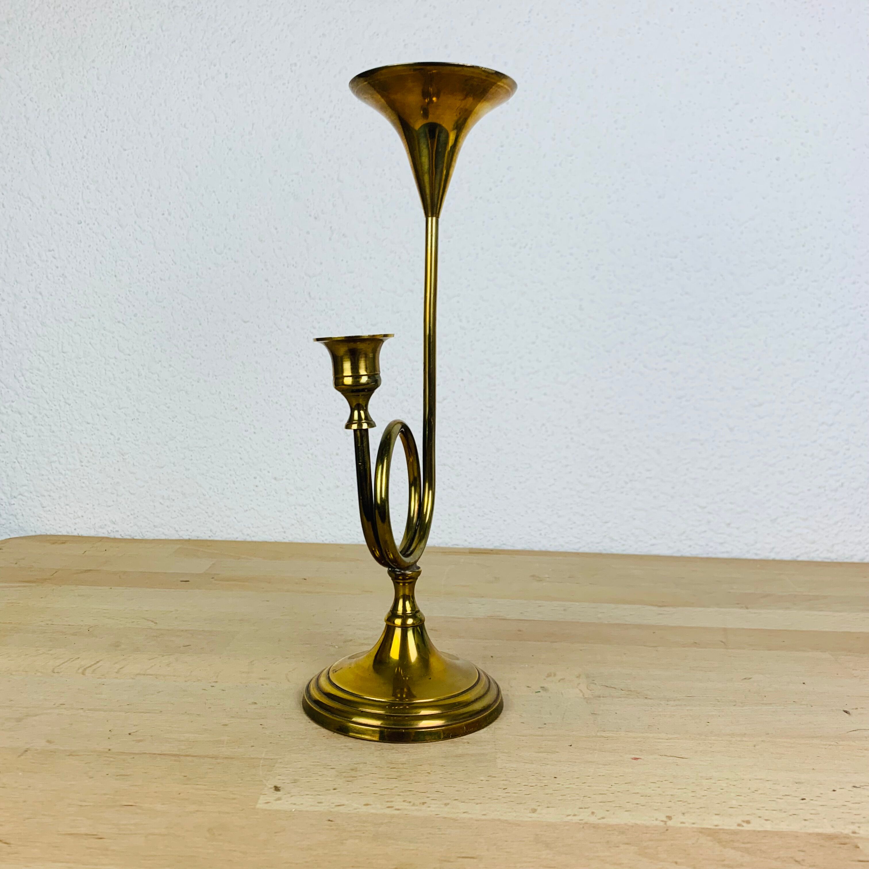 Bougeoir trompette laiton doré vintage