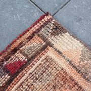 Tapis Couloir Tribal Vintage Rouge, Tapis Turc Géométrique, 75x313 Cm