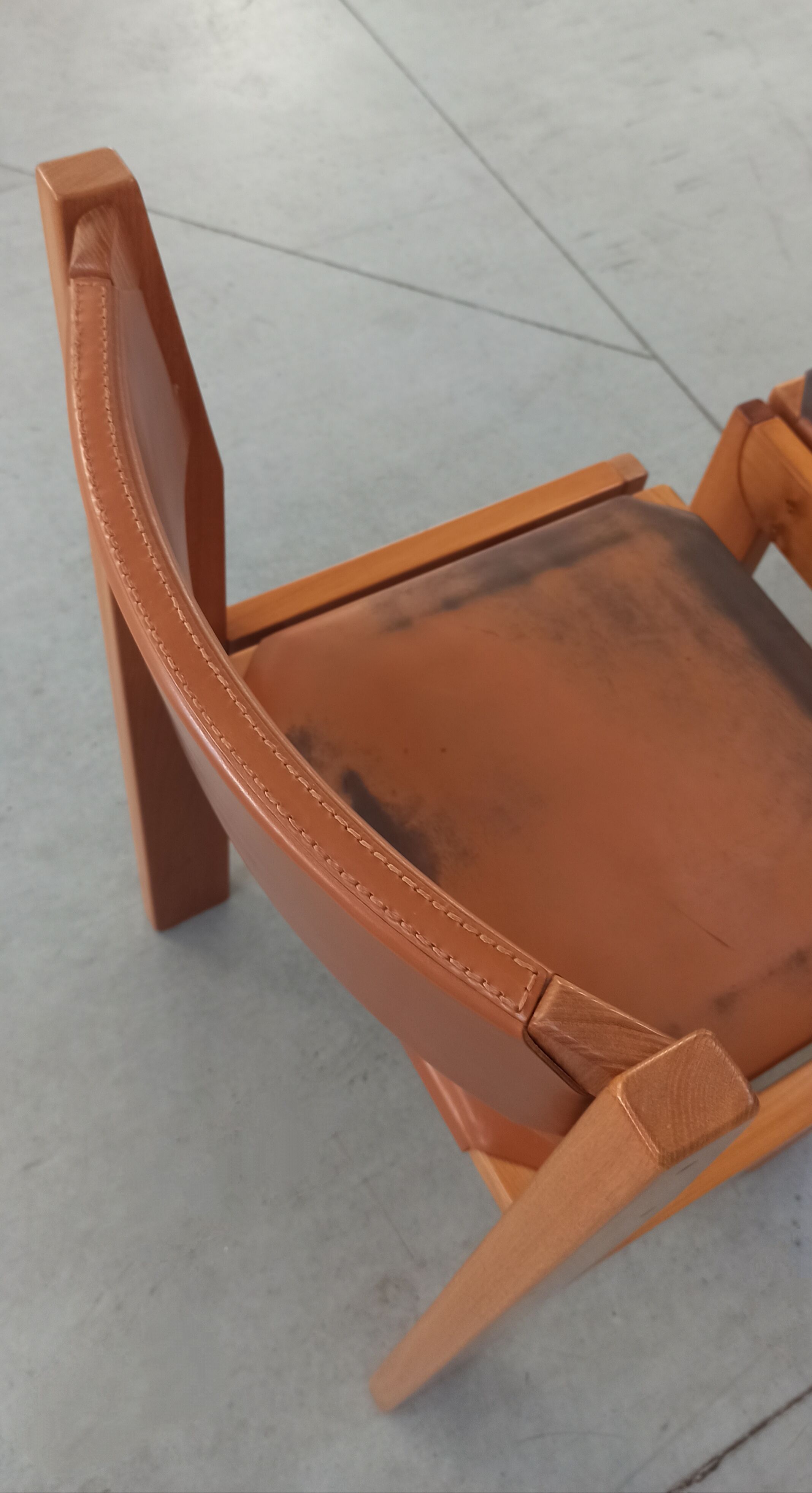 Elm and leather chairs, 80