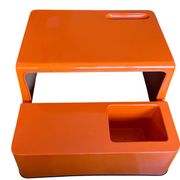 Ozoo Space Age orange storage bench, design by Marc Berthier, 1970s.