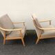 Scandinavian style armchairs blond wood 60s