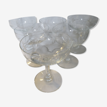 Lot de 6 coupes à champagne gravées